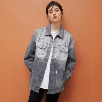 秋季新款漸變色BF風牛仔外套