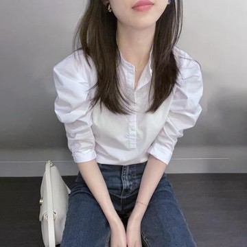 白襯衫夏季新款女裝今年流行漂亮上衣洋氣減齡小眾設計泡泡袖襯衣