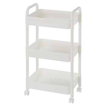 德利生活 鐵藝附輪置物架 3層 白色 附輪設計移動方便 多場景適用收納  1個