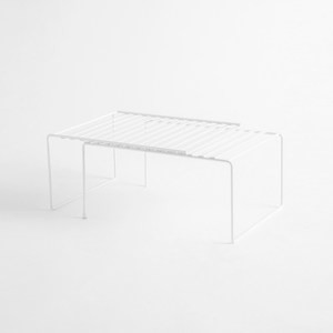 INK鐵製烤漆伸縮型收納架 白