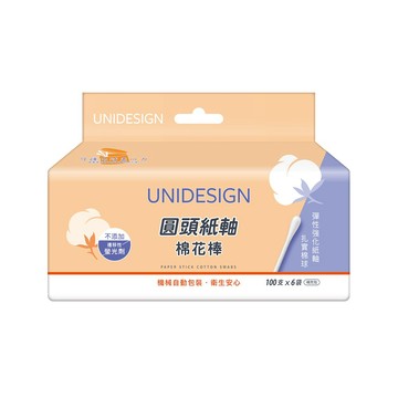 UNIDESIGN 白色紙軸棉花棒（100支*6袋）