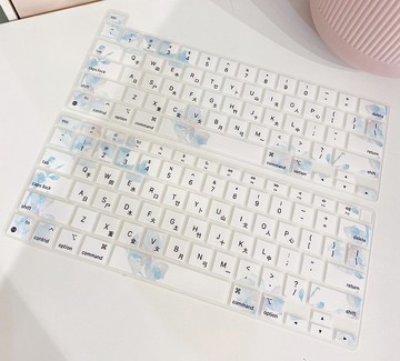 冰藍水彩花MACBOOK鍵盤膜