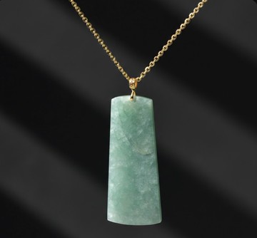 冰種翡翠無事牌項鍊 18K金墜頭 | 天然緬甸玉A貨翡翠