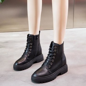 內增高馬丁靴女2025新款秋季厚底真皮粗跟短靴34碼小碼女鞋313233