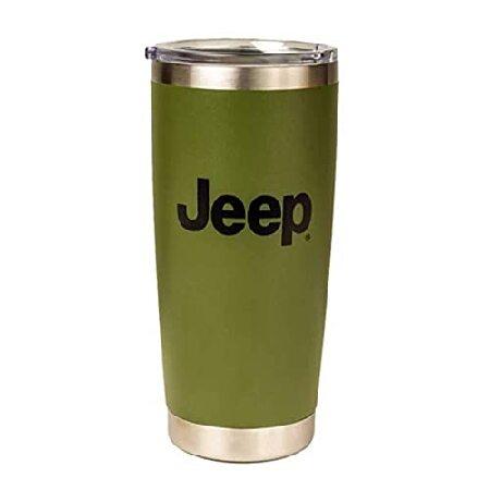 Jeep Text and Grill Powder Coated Camper Mug Stainless Steel Travel Mug (Green, 20 OZ)