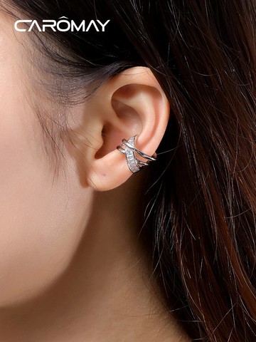 CAROMAY交織幾何C字耳夾女無耳洞單只耳骨夾韓國網紅氣質個性耳飾