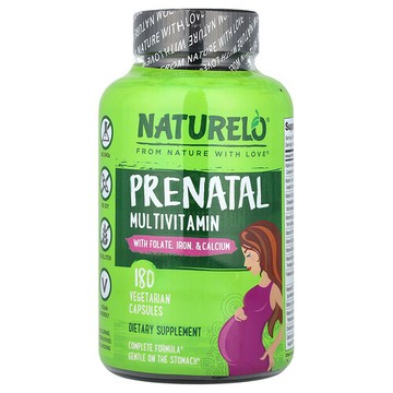 NATURELO, 產前多維生素，含葉酸、鐵和鈣，180 粒素食膠囊