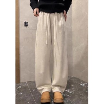 小個子加厚加絨衛褲女冬季新款高級感時尚洋氣休閑遮肉顯瘦闊腿褲