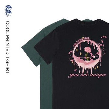 小眾時尚休閑港風t恤男圓領純棉夏季新品印花短袖女減齡通勤上衣
