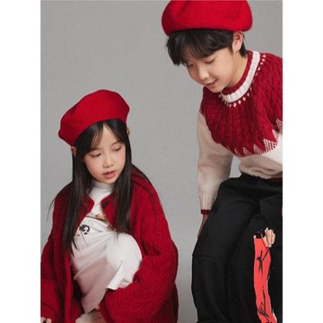 寶寶冬季毛衣兒童新款男女童針織衫百搭拜年服兄妹時尚百搭新年服