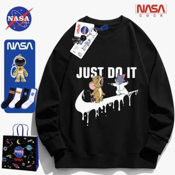 NASA聯名貓和老鼠圓領衛衣男女情侶春秋冬季潮流加絨卡通動漫上衣