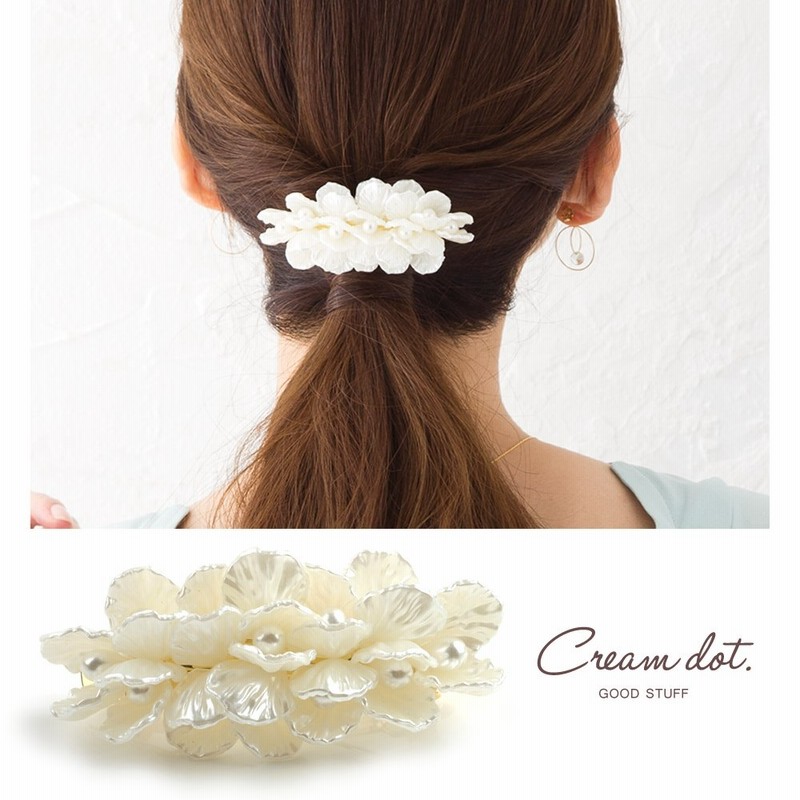 ゆうパケット】バレッタ ヘアクリップ くるりんぱ 大きめ ヘアアクセサリー 花 フラワー パール 大人 上品 エレガント 華奢 シンプル フェミニン  結婚式 お呼ばれ パーティー 二次会 ホワイト（ホワイト×ワンサイズ） | LINEショッピング