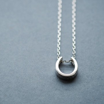 馬蹄 敲擊紋理 項鍊 925銀 男士 中性款