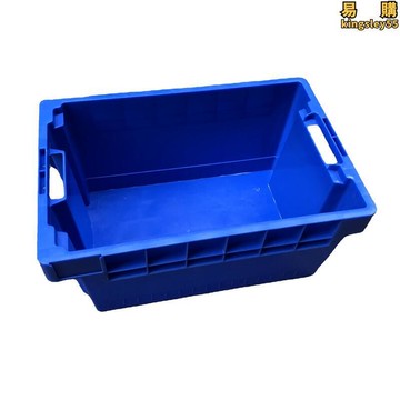 中轉斜插式錯位周轉箱倉庫塑料錯位箱冷鏈物流加厚套疊錯位箱