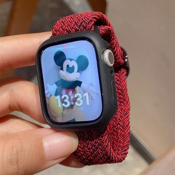 臺灣出貨🚚 新年紅 Apple Watch 適用蘋果s10 尼龍編織滑扣錶帶 s987654321es 防潑水尼龍滑扣