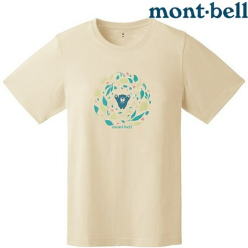 Mont-Bell 女款 Wickron 排汗衣/圓領短袖 1114786 LEAF DANCE 葉舞熊 IV 象牙白