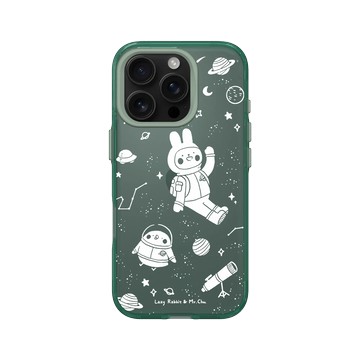 iPhone 16 Pro Clear 憂墨綠 - 懶散兔與啾先生 Lazy Rabbit and Mr.Chu - outerspace