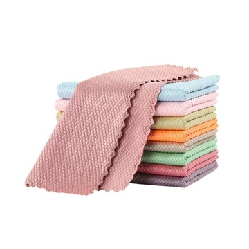 洗碗布魚鱗抹布家務清潔廚房用品擦毛巾除污家用吸水不掉毛5條