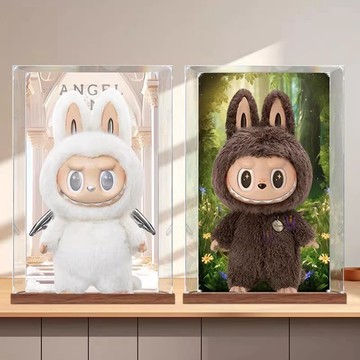 適用泡泡瑪特zimomo陰晴大天使 labubu公仔 亞克力展示盒防塵收納labubu展示盒labubu收納拉布布展示盒