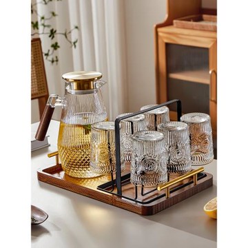 雅港高硼硅玻璃杯套裝家用耐高溫太陽花水杯復古待客喝水泡茶杯子