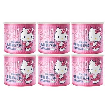 Sanrio Hello Kitty 螺旋+圓頭 紙軸棉花棒 300支X6盒 環保紙製軸桿 一邊圓頭一邊螺旋 巧思滿足不同需求