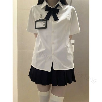 【顯瘦百搭】日系JK制服襯衫 短袖基礎款 學院風襯衫 夏季新款 班服 百褶裙 套裝 JK制服套裝 學院風套裝