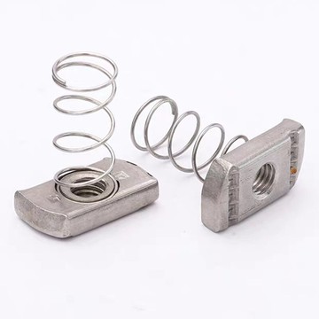 304/316鍍鋅彈簧螺母C型鋼配件長方形方型鐵帶彈簧彈簧螺帽M6-M12