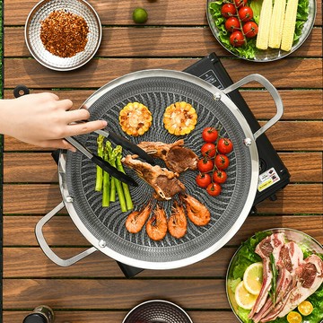 ??快速出貨?? 公司貨 316戶外露營烤盤卡式爐三層鋼燒烤盤韓式不粘煎烤肉盤鐵板燒