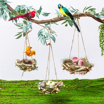 創意寵物鳥巢掛飾幼兒園森系植物角戶外裝飾景觀別墅庭院花園布置