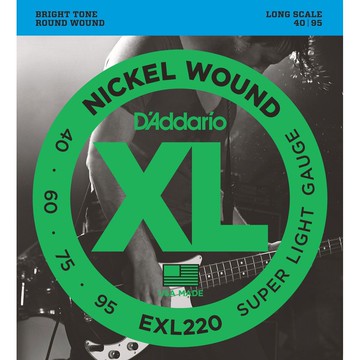 小叮噹的店- D'Addario XL  EXL220 鍍鎳鋼電貝士弦 (40-95) bass string