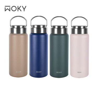 【WOKY 沃廚】提手輕芯鈦瓷易潔層保溫瓶500ml (4色可選)