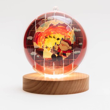 光影紙雕夜燈-送禮物的聖誕老人