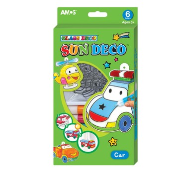 AMOS 韓國 6色交通工具模型版DIY玻璃彩繪組