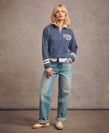 Superdry Women's Women's Athletic Essentials Applique Half Zip Sweatshirt Navy / Mariner Navy - Size: 8 Size: 4