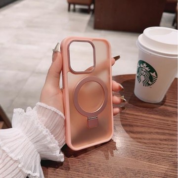 簡約透明磁吸充電支架適用蘋果17promax手機殼iPhone17pro磨砂保護套16promax小眾新款15pro高級感14網紅女13