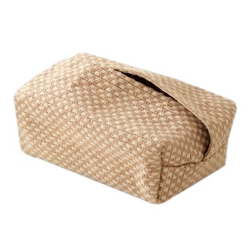 快豹 韓風ins Natural Tissue bag日式亞麻面紙袋 開放式開口 抽紙不卡紙  長格紋麻棕色  1個