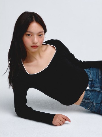 Neck Point Knit Pullover Black (KE4151M025)