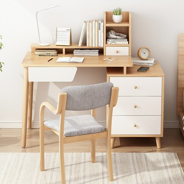 APP下單享點數9% 轉角書桌書柜一體現代簡約寫字臺式桌家用臥室梳妝臺學習拐角桌子