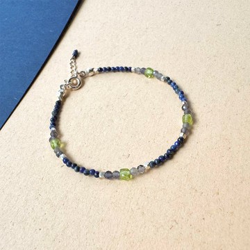 Found.Myth 提升直覺與洞察力 天然青金石 橄欖石925純銀手鍊