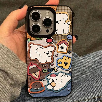 復古紋小狗手機殼iPhone17潮16plus蘋果15promax防摔14卡通13 12 11
