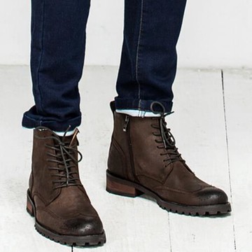 2024新款秋季男鞋子真皮復古馬丁靴英倫皮鞋潮鞋高幫鞋短靴男靴子