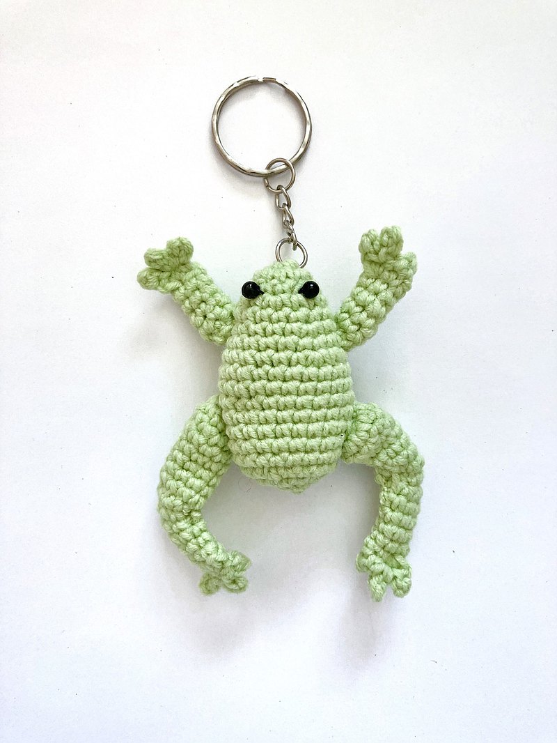 鉤針青蛙鑰匙扣迷你 amigurumi 鑰匙圈 背包魅力孩子