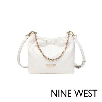 NINE WEST真皮鏈條束口水桶包-珍珠白(1814)