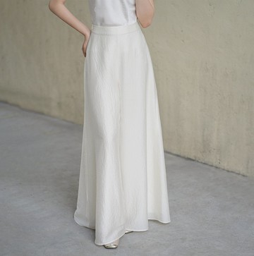 【肌理感】新中式復古中國風 高腰百搭/醋酸闊腿褲