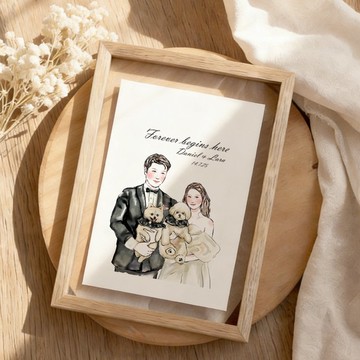 似顏繪水彩人像插畫 | 雙面玻璃 | 客製畫像 | 生日禮物|週年紀念