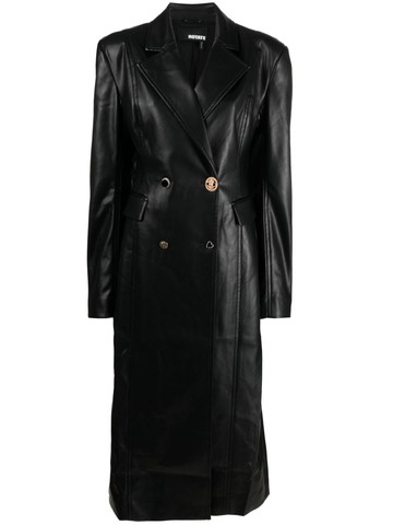 ROTATE BIRGER CHRISTENSEN - heart-button double-breasted coat - women - Recycled Polyester/Polyurethane/Polyester/Elastane - 36 - Black