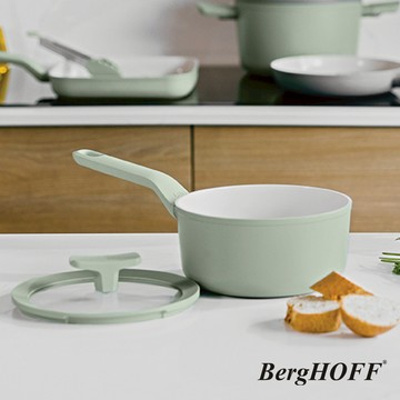【BergHOFF貝高福】Balance陶瓷塗層不沾鍋系列_單柄含蓋湯鍋_18cm_鼠尾草綠