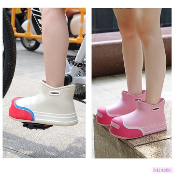 軟底防水踩屎感雨靴 成人兒童同款雨鞋 糖果色中筒厚底夏季秋季春季防水女拖鞋 女生可愛網紅卡通雨鞋