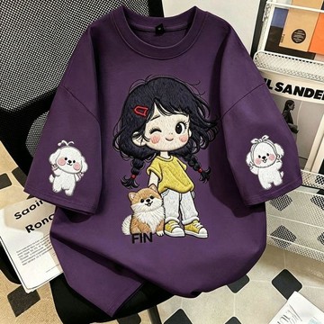臺灣出貨 小女孩純棉短袖 兒童T恤 中大童短袖上衣 小女孩半袖上衣 兒童夏天短袖 女童夏天T恤 女童寬鬆短袖 兒童純棉t