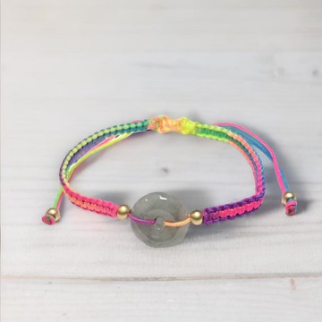 【願‧平安】冰種飄花翡翠平安扣編織手鍊 |天然緬甸翡翠A貨|送禮